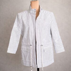 Doncaster Navy White Striped Jacket Large Nautical Utility